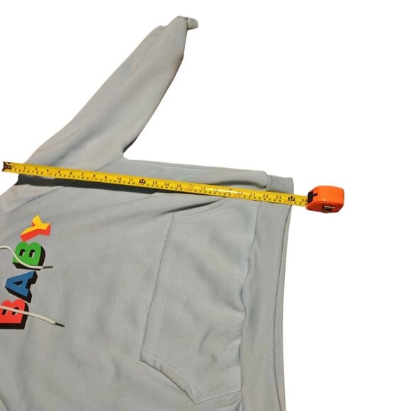 Women's Baby / Baby Blue Neck Powerblend Hoodie Grade B Size Large - Picture 8 of 8